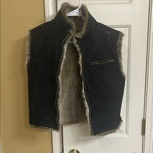 Women's Black Shearling Vest